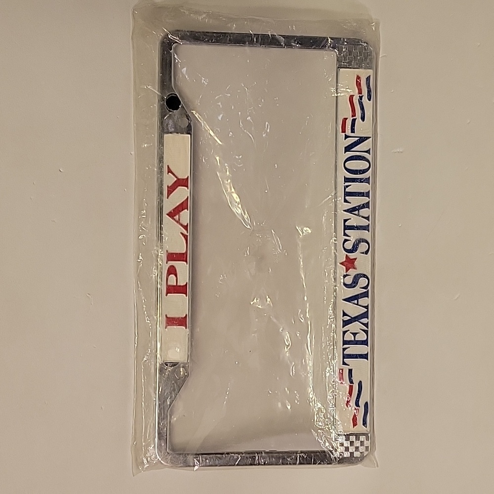 "I PLAY TEXAS STATION" Hotel Casino Las Vegas Chrome License Plate Frame